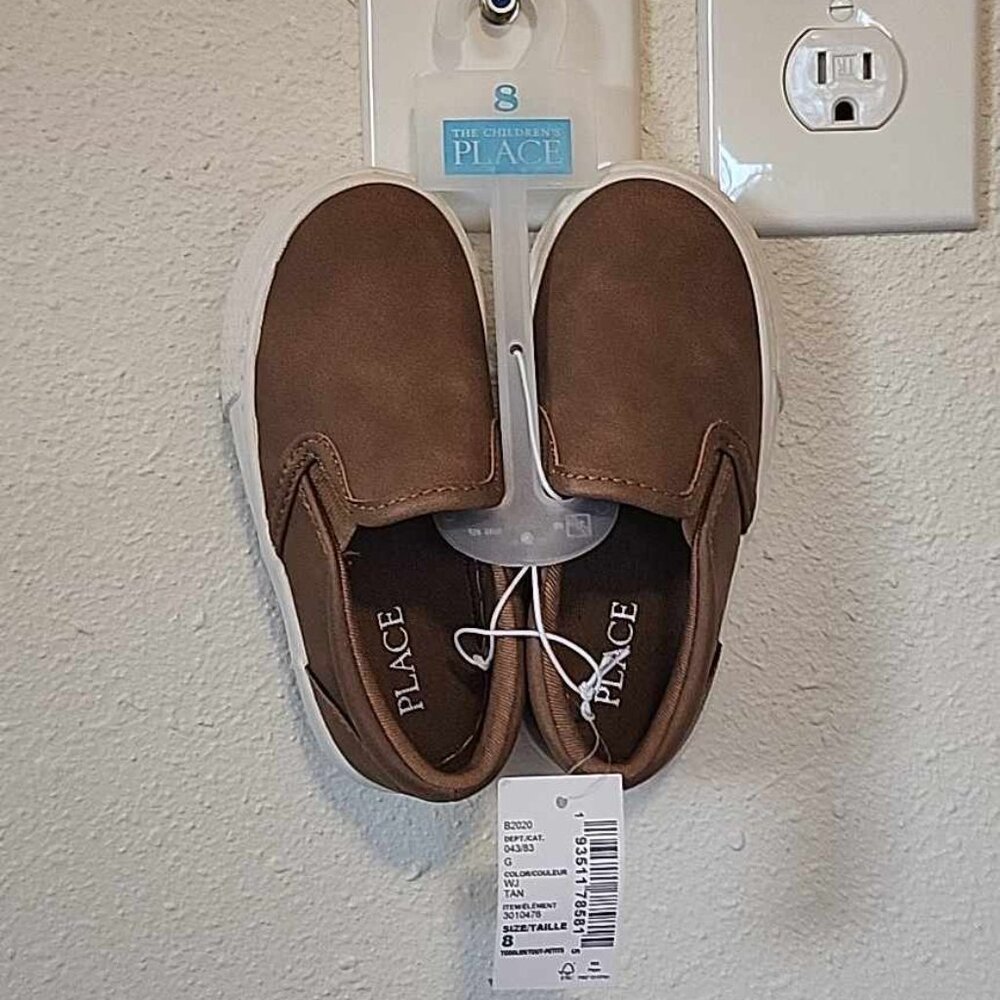 Tan toddler faux leather slip on